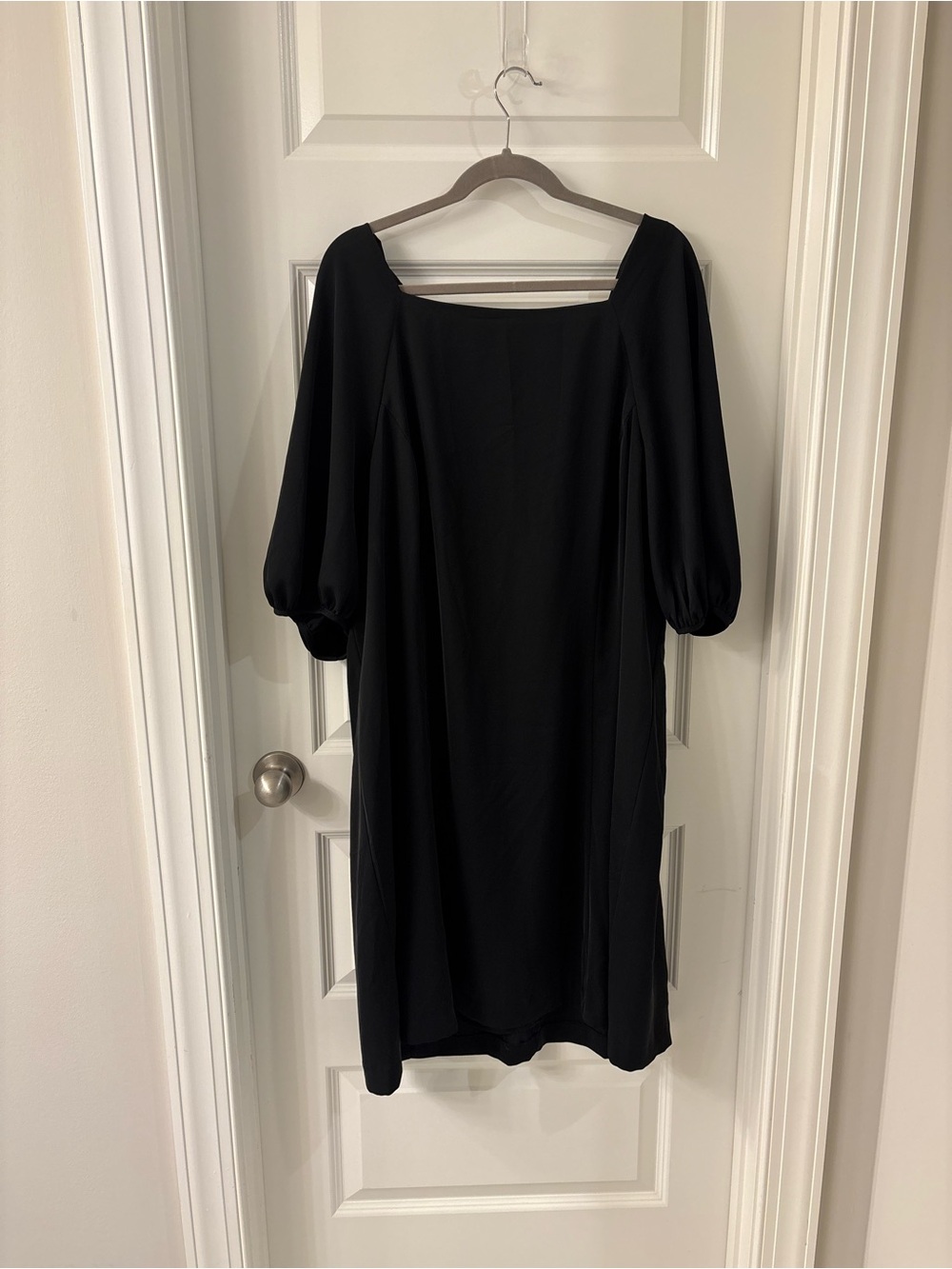 Banana Republic Black Midi Dress with Puff Sleeves